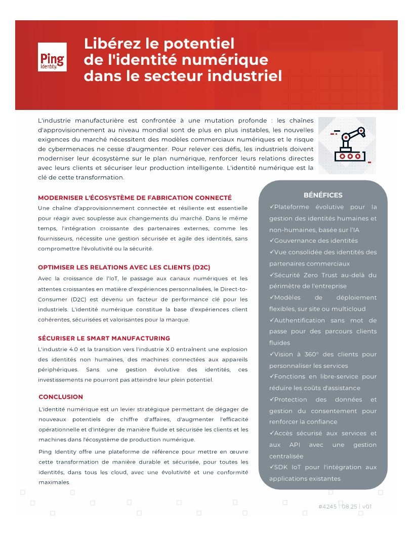 Lib&eacute;rez le potentiel de l'identit&eacute; num&eacute;rique dans le secteur industriel
