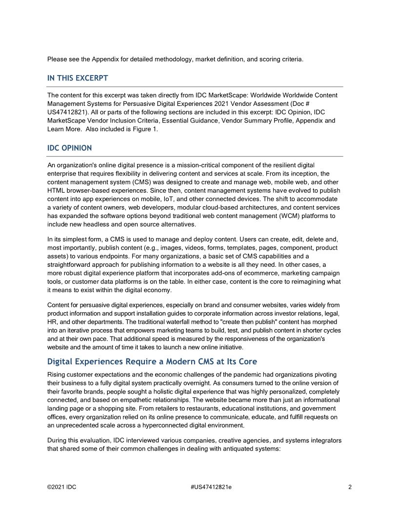 IDC MarketScape: Worldwide Content Management Systems for Persuasive Digital Experiences
