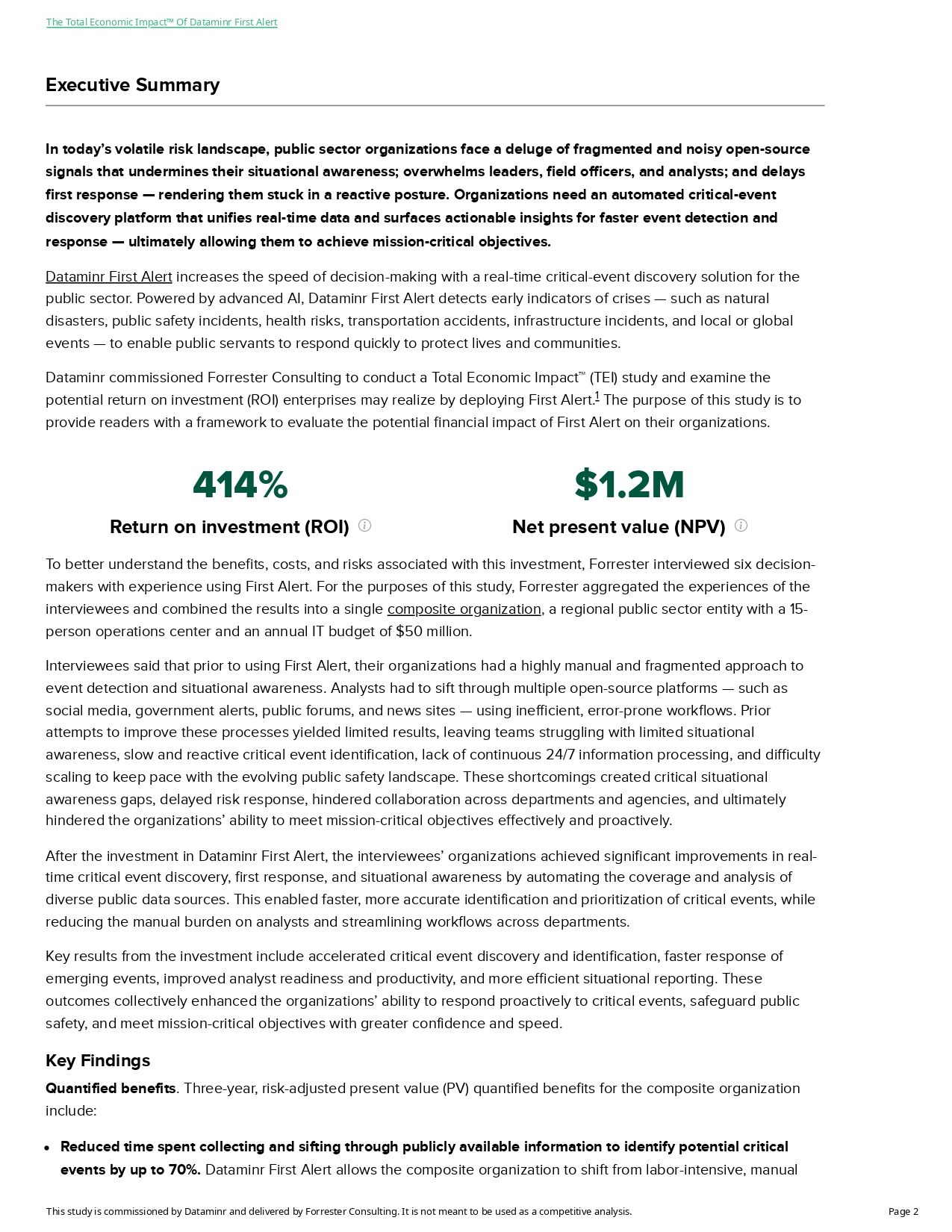 The Total Economic Impact&trade; of Dataminr First Alert