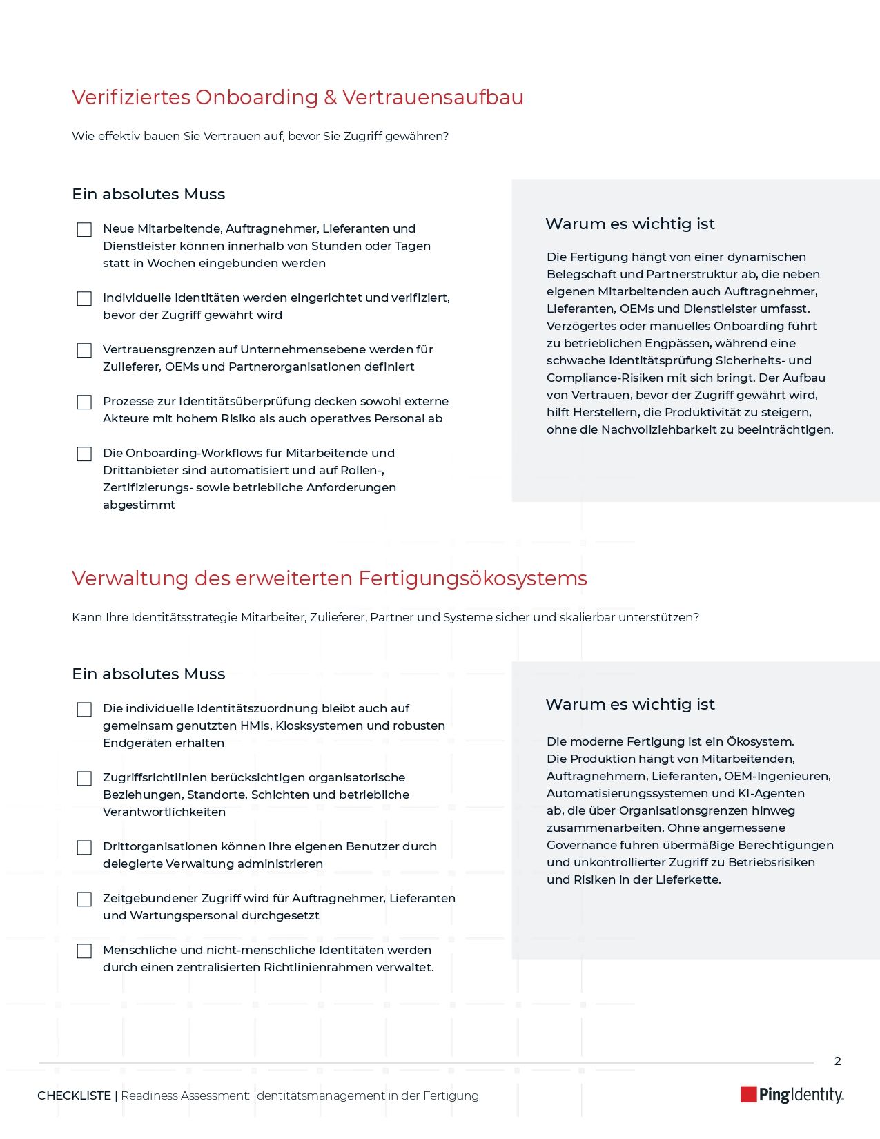Readiness Assessment: Identit&auml;tsmanagement in der Fertigung