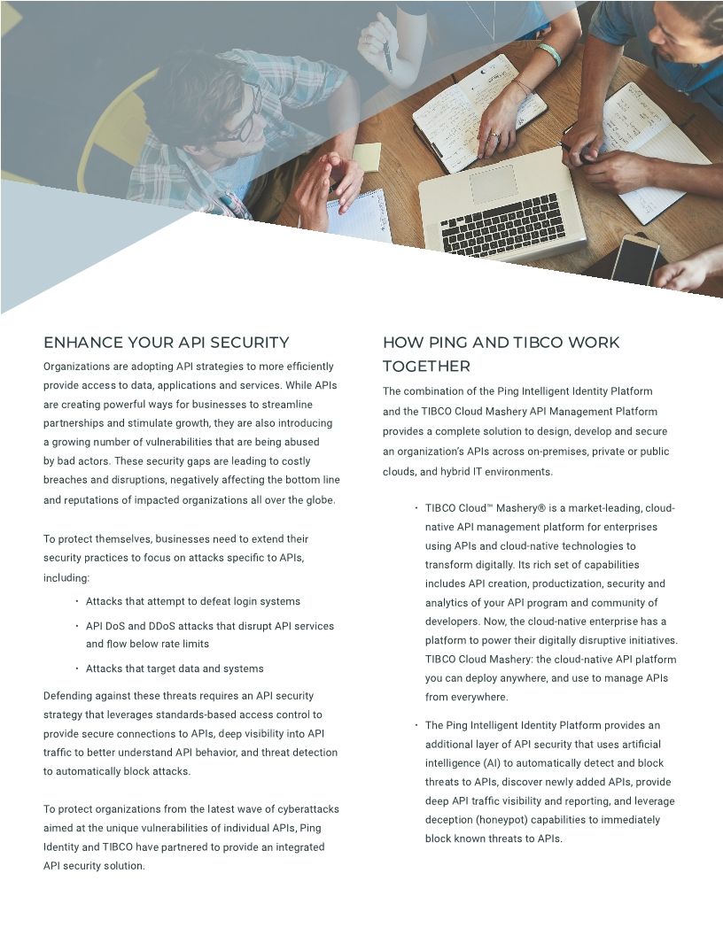 Ping + TIBCO: An Integrated API Security Solution for Today&rsquo;s Advanced Threats