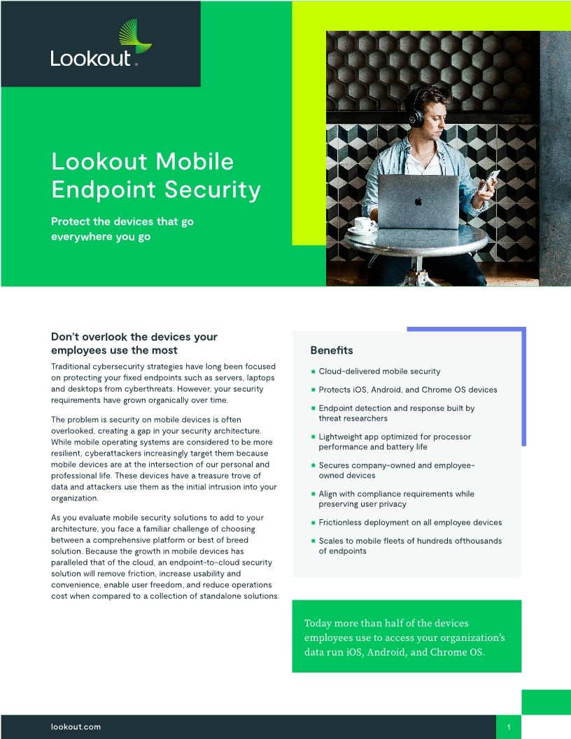 Lookout Mobile Endpoint Security Brochure