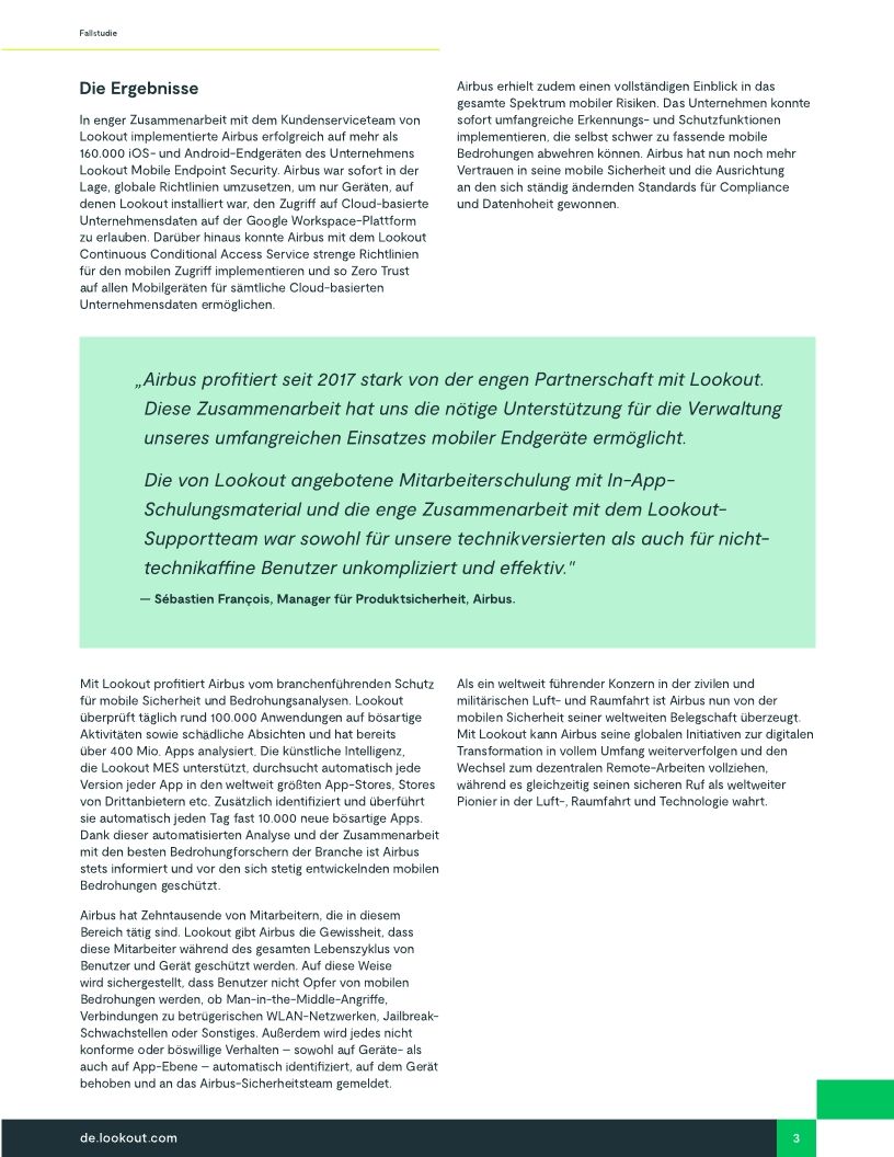 Airbus baut sein Vertrauen in Lookout