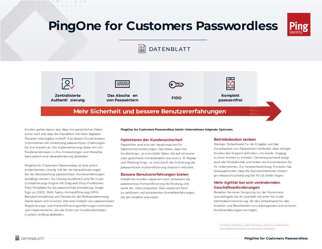 PingOne for Customers Passwordless