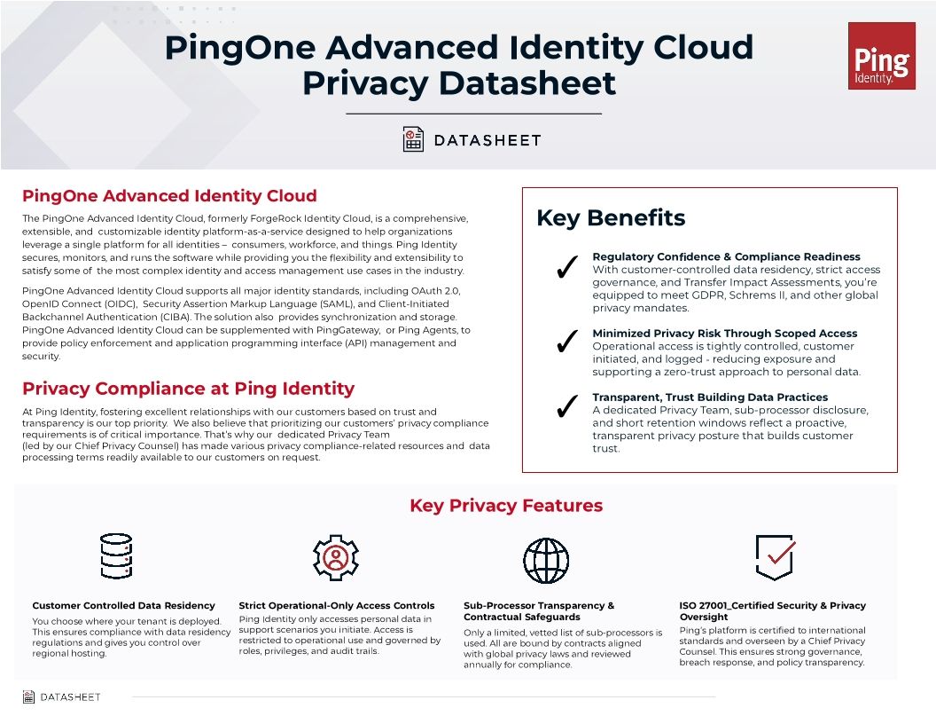 PingOne Advanced Identity Cloud Privacy