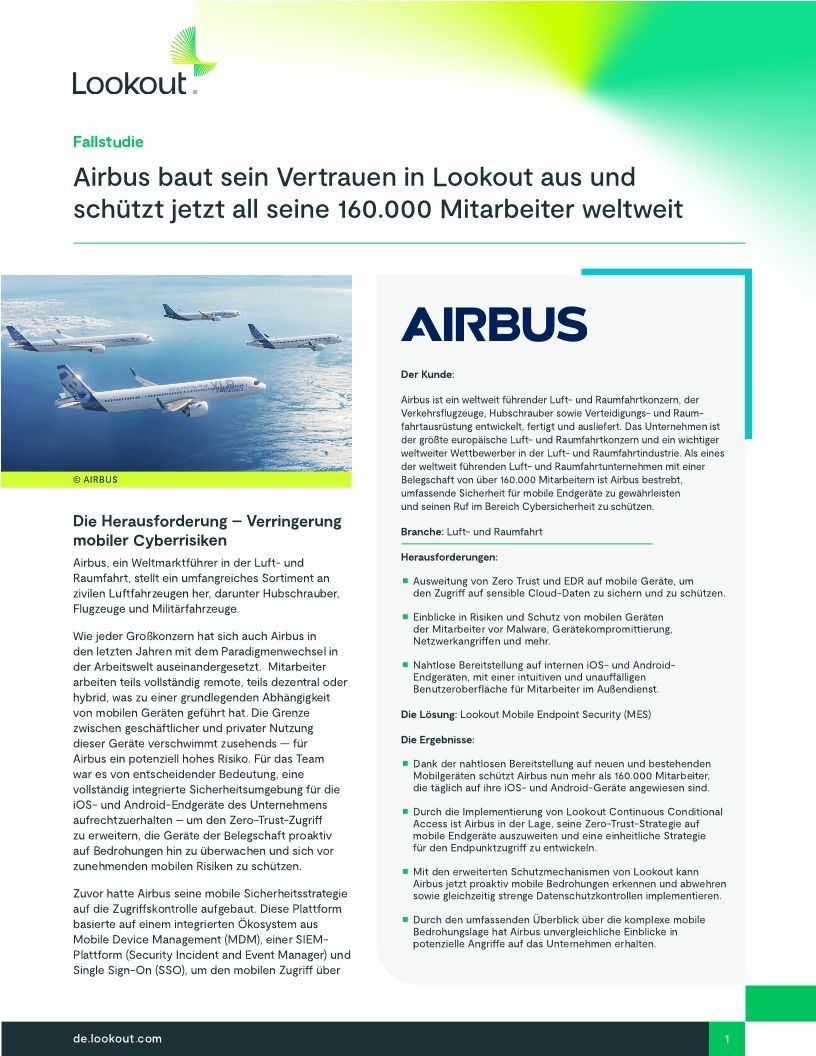 Airbus baut sein Vertrauen in Lookout