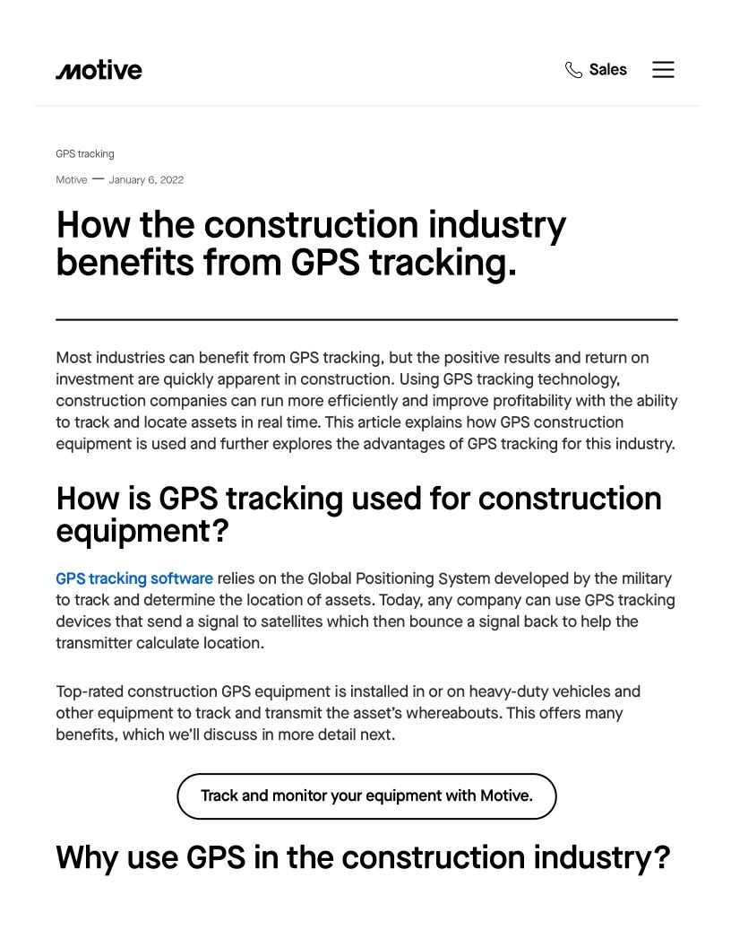 How the Construction Industry Benefits from GPS Tracking