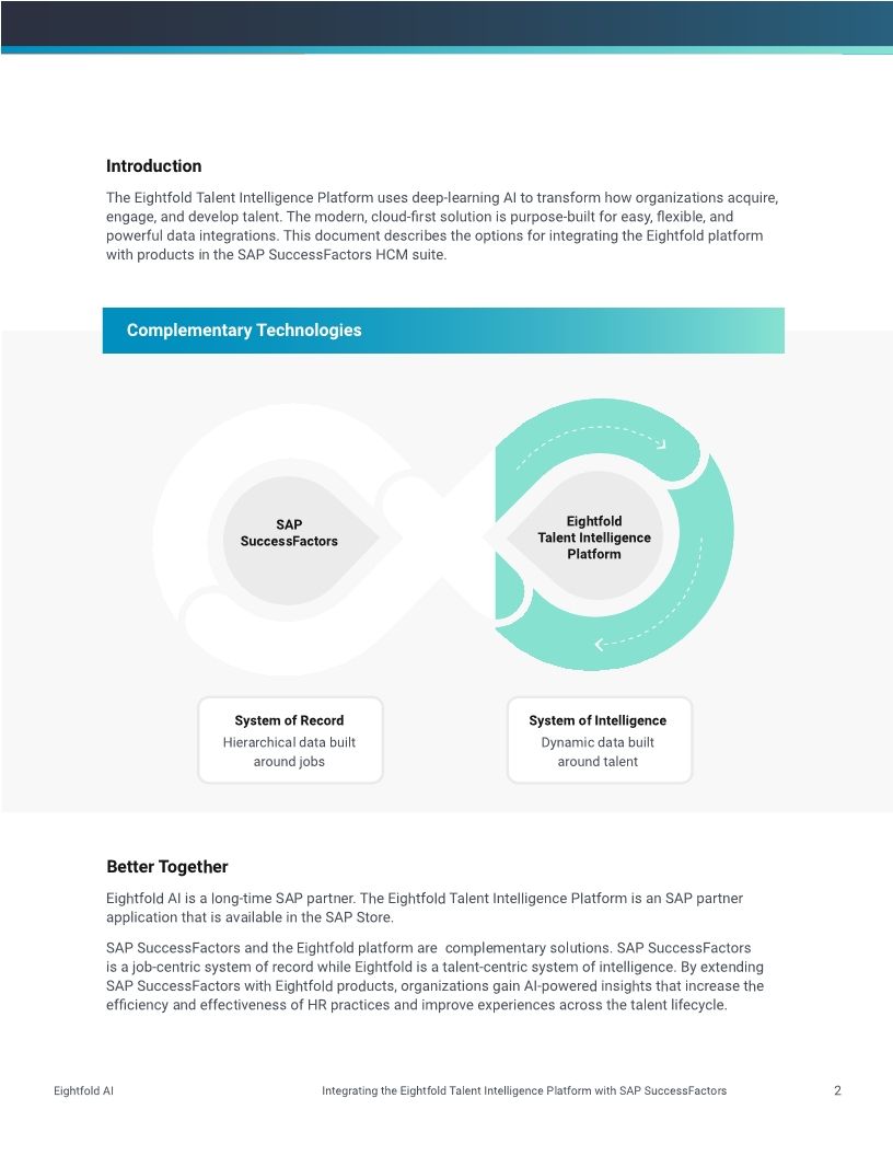 Integrating the Eightfold Talent Intelligence Platform with SAP SuccessFactors