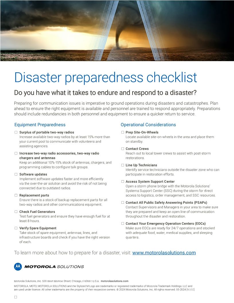 Disaster Preparation Checklist