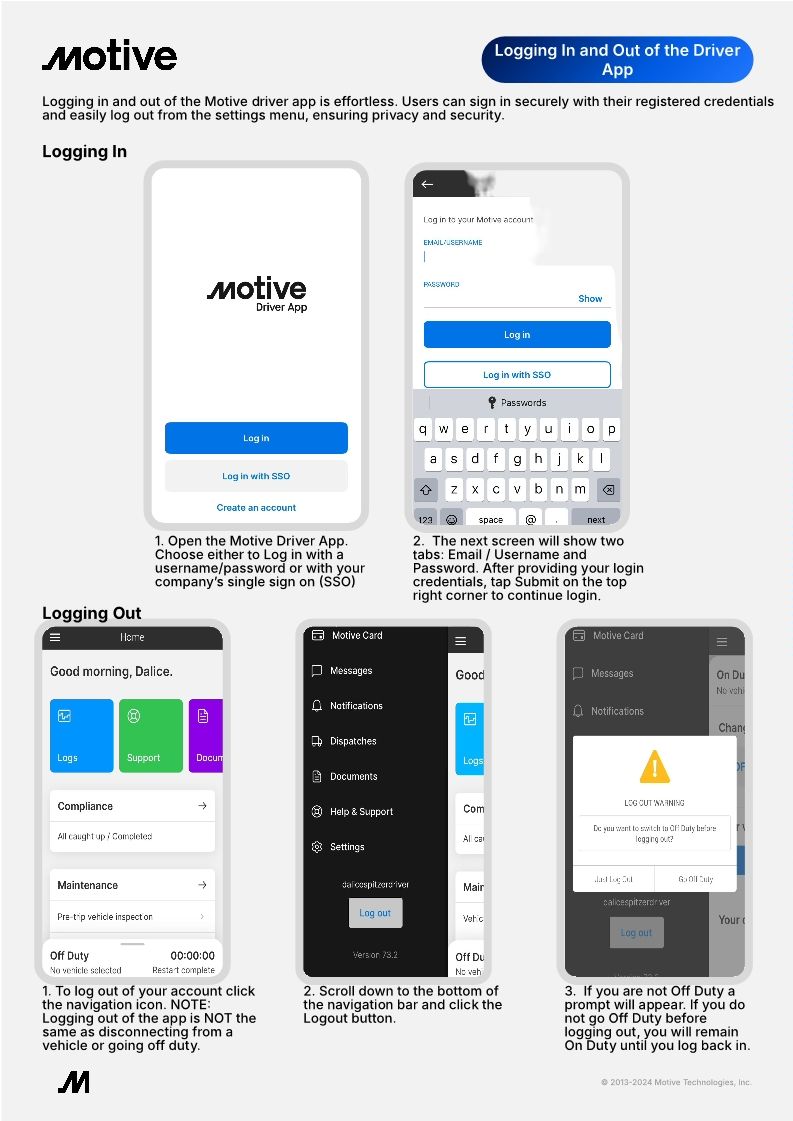 Logging In and Out of the Driver App ORG