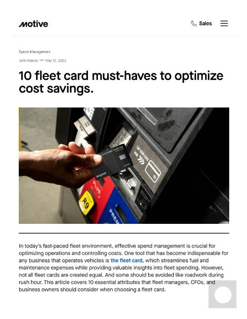 10 Fleet Card Must-haves to Optimize Cost Savings