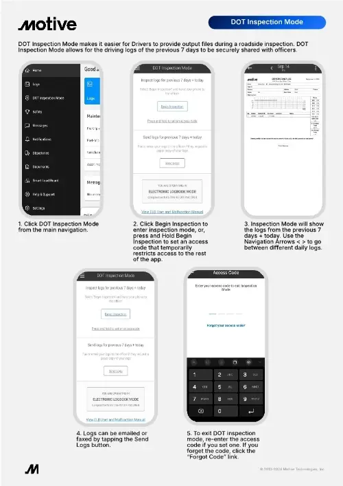 DOT Inspection Mode QRG