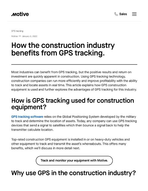 How the Construction Industry Benefits from GPS Tracking