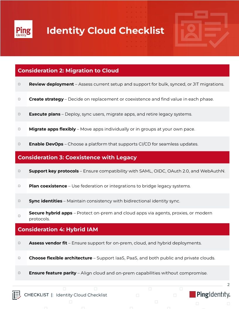 Identity Cloud Checklist