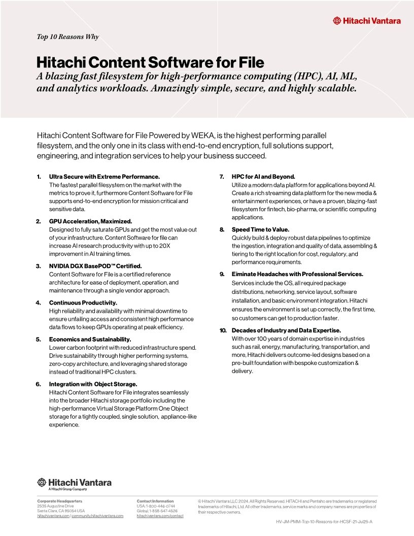 Top 10 Reasons Why Hitachi Content Software for File