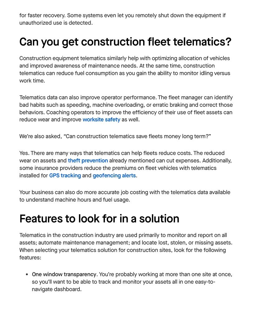 How to use Telematics in Construction