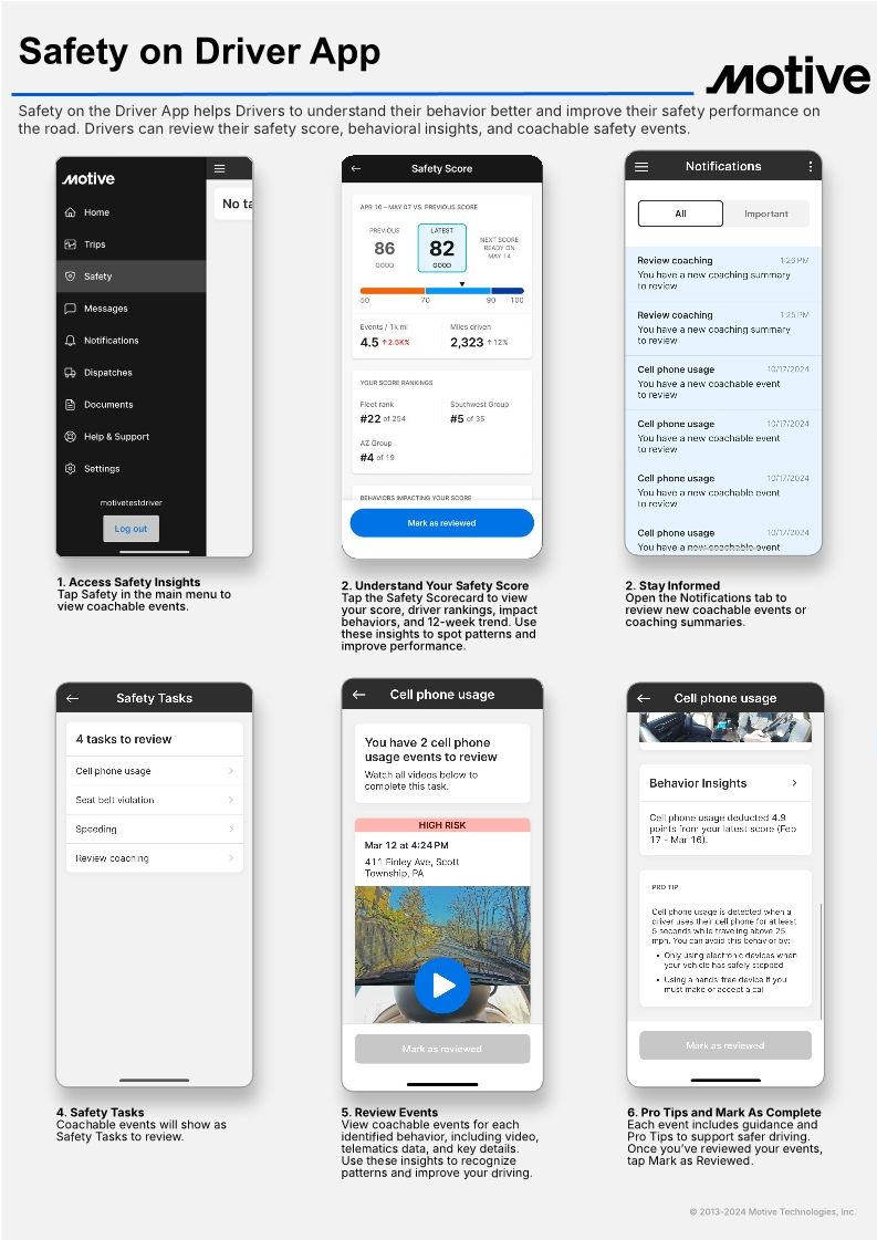 Safety on Driver App QRG