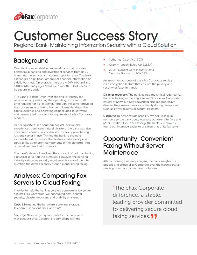 Regional Bank: Maintaining Information Security with a Cloud Solution