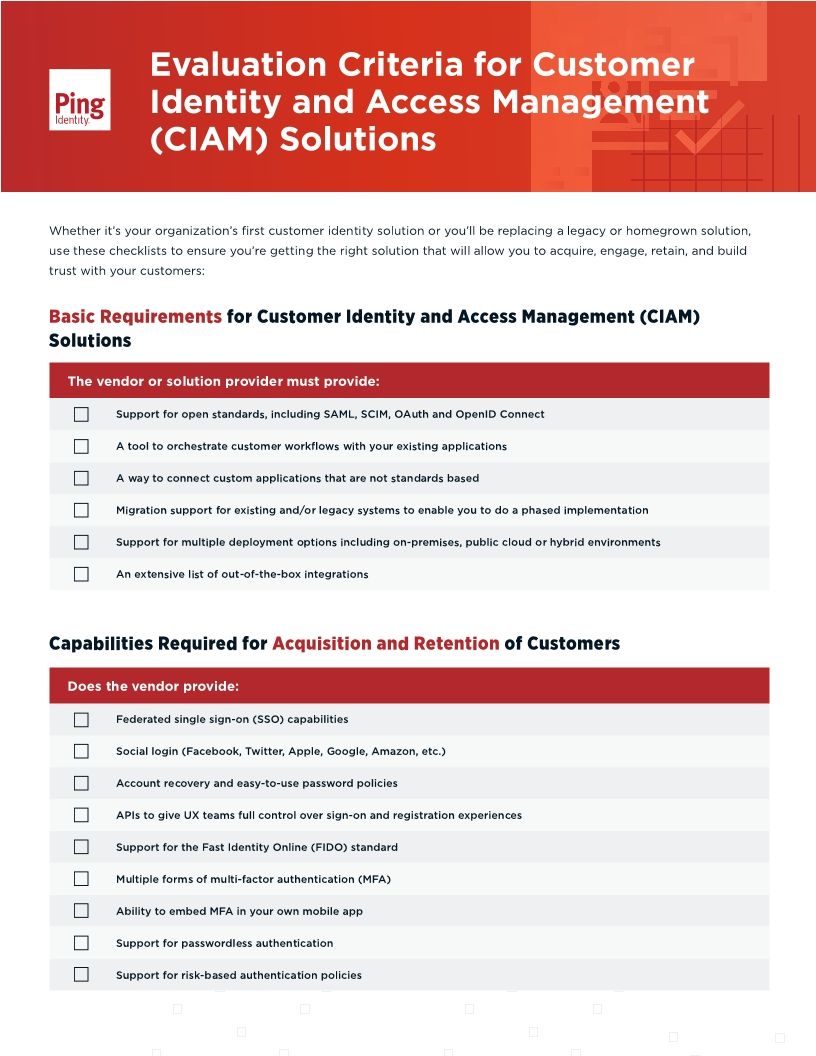 Evaluation Criteria for Customer Identity and Access Management (CIAM) Solutions