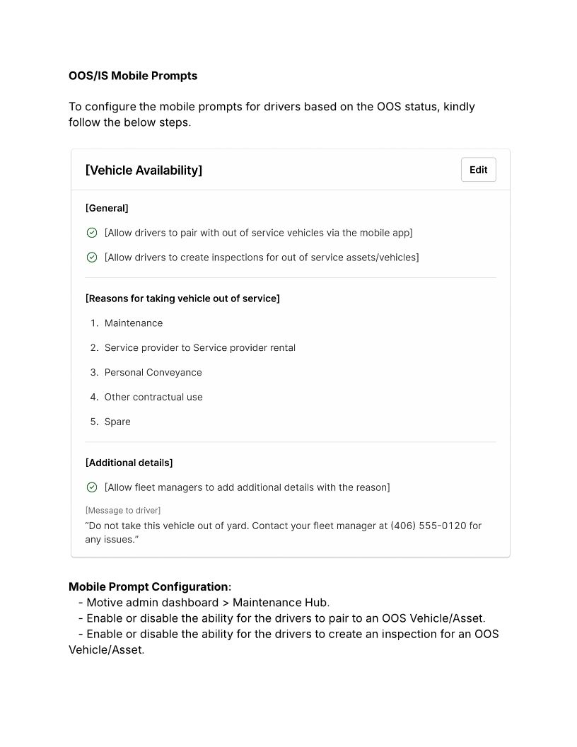 Vehicle Availability - OOS_IS