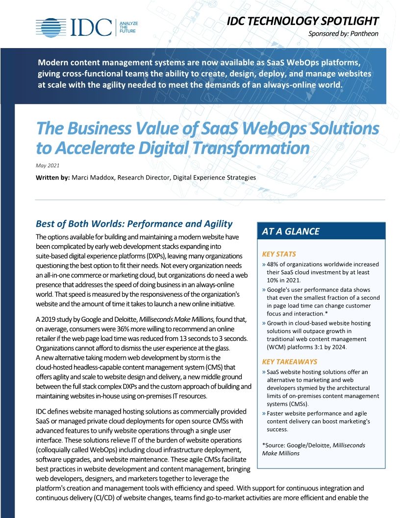 The Business Value of SaaS WebOps Solutions to Accelerate Digital Transformation