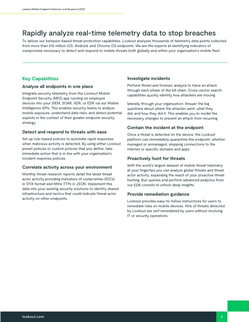 Lookout Mobile Endpoint Detection and Response (EDR)