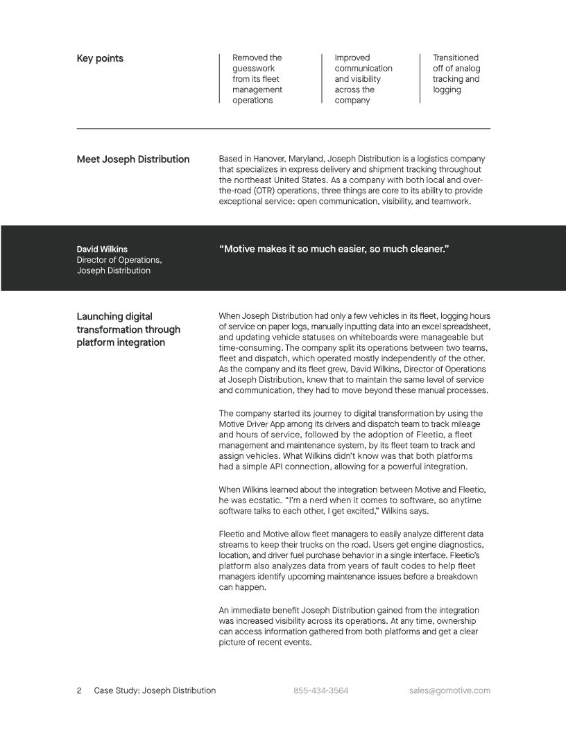 Joseph Distribution Case Study