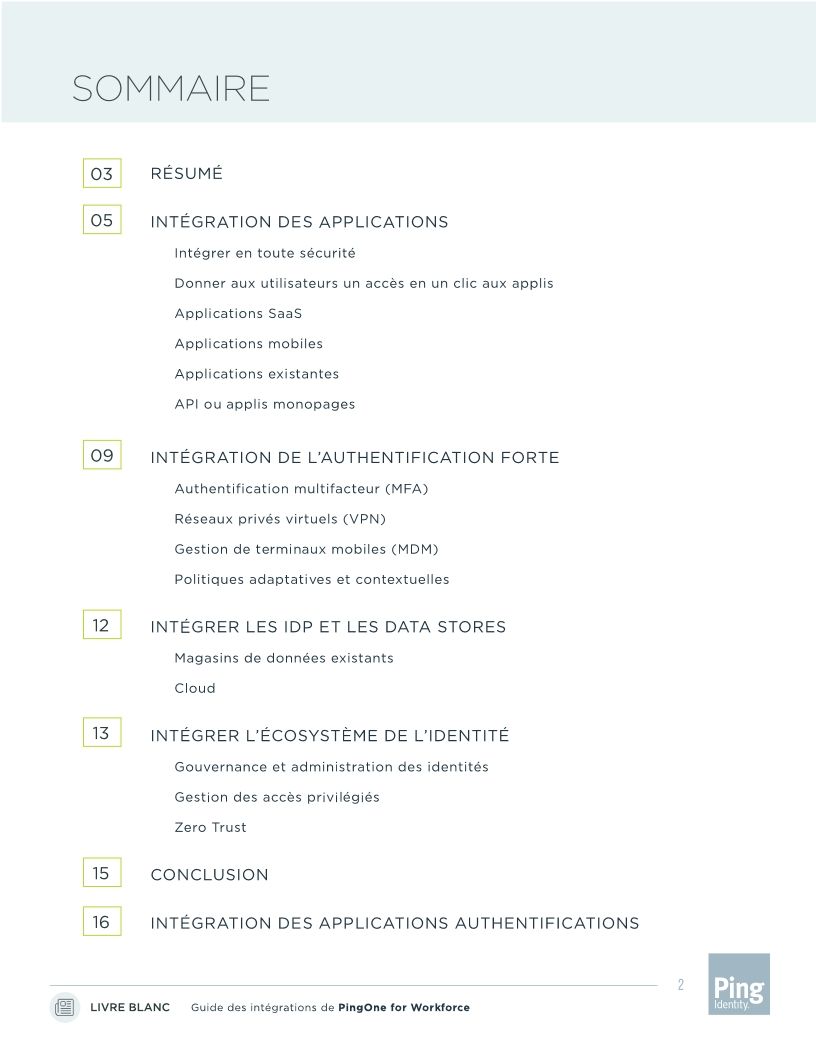 PingOne for Workforce Guide des intégrations