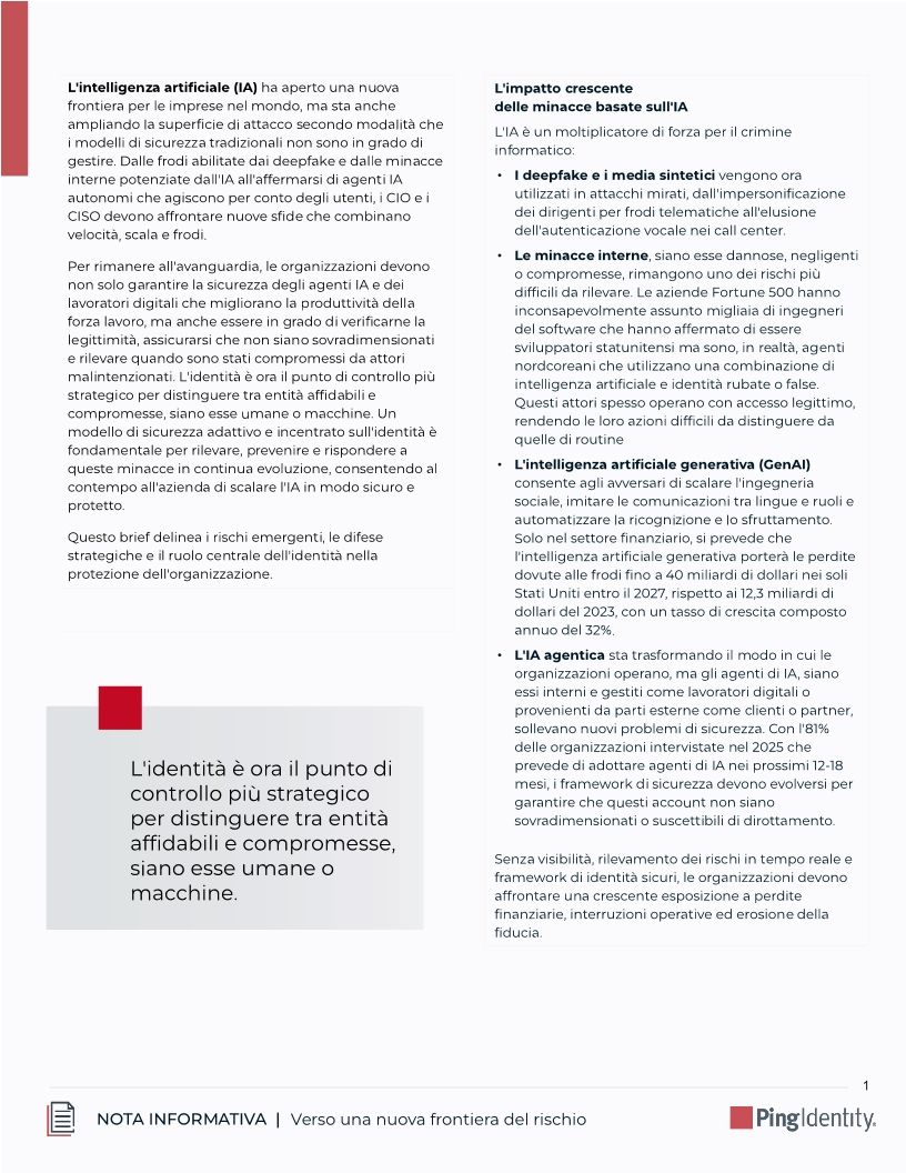 Verso una nuova frontiera del rischio