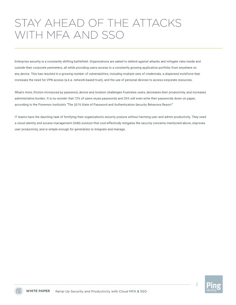 Ramp Up Security and Productivity with Cloud MFA & SSO