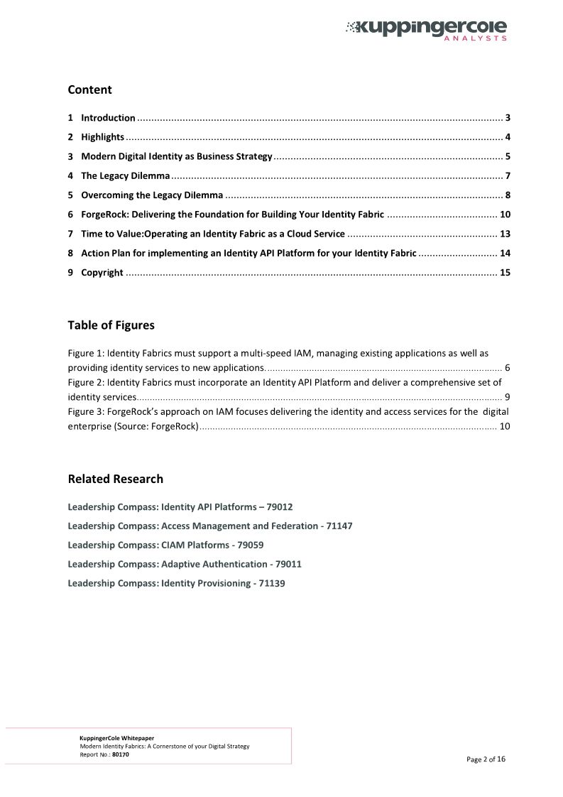 KuppingerCole Report: Modern Identity Fabrics – A Cornerstone of your Digital Strategy