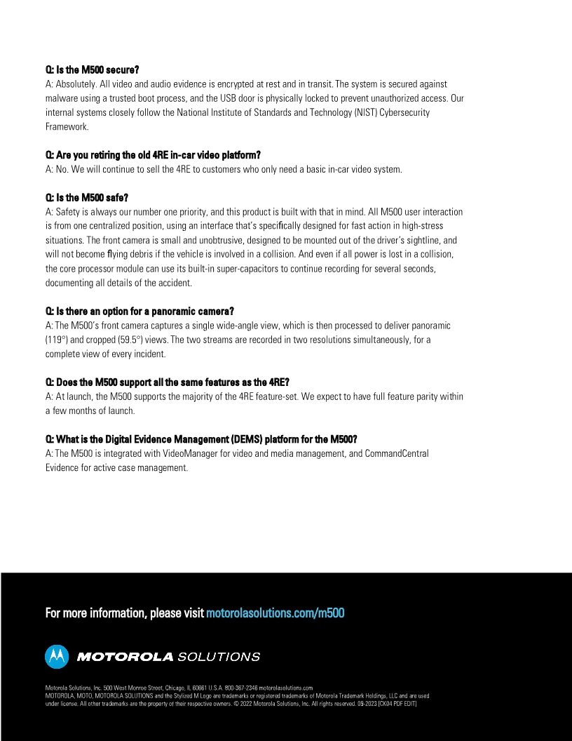 M500 IN-CAR VIDEO SYSTEM