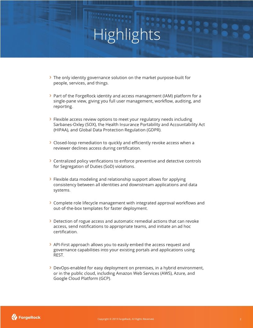 ForgeRock Identity Governance Product Brief