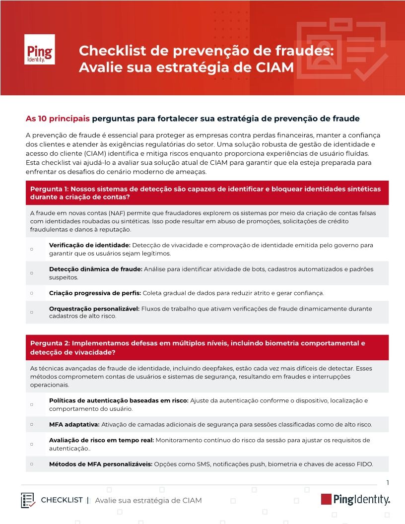 Checklist de prevenção de fraudes: Avalie a sua estratégia de CIAM