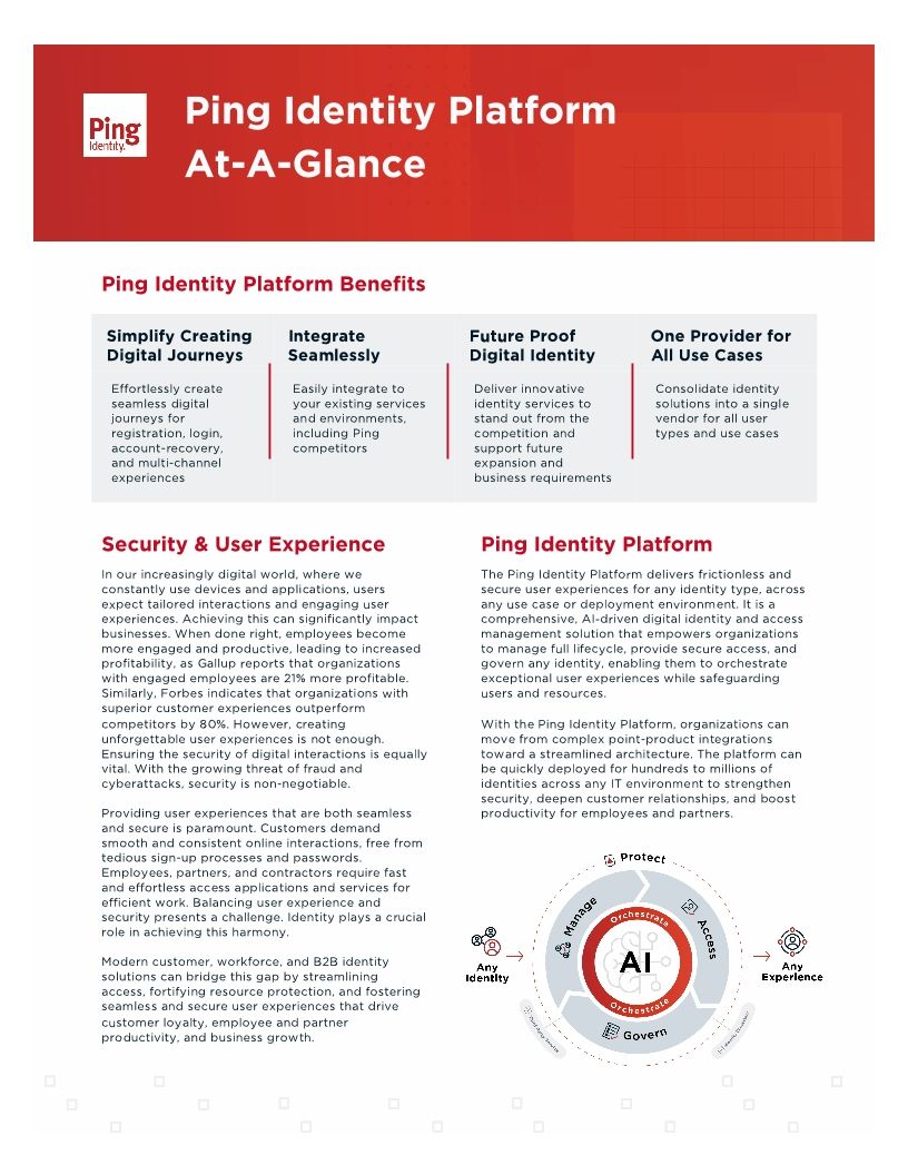 Ping Identity Platform At-A-Glance