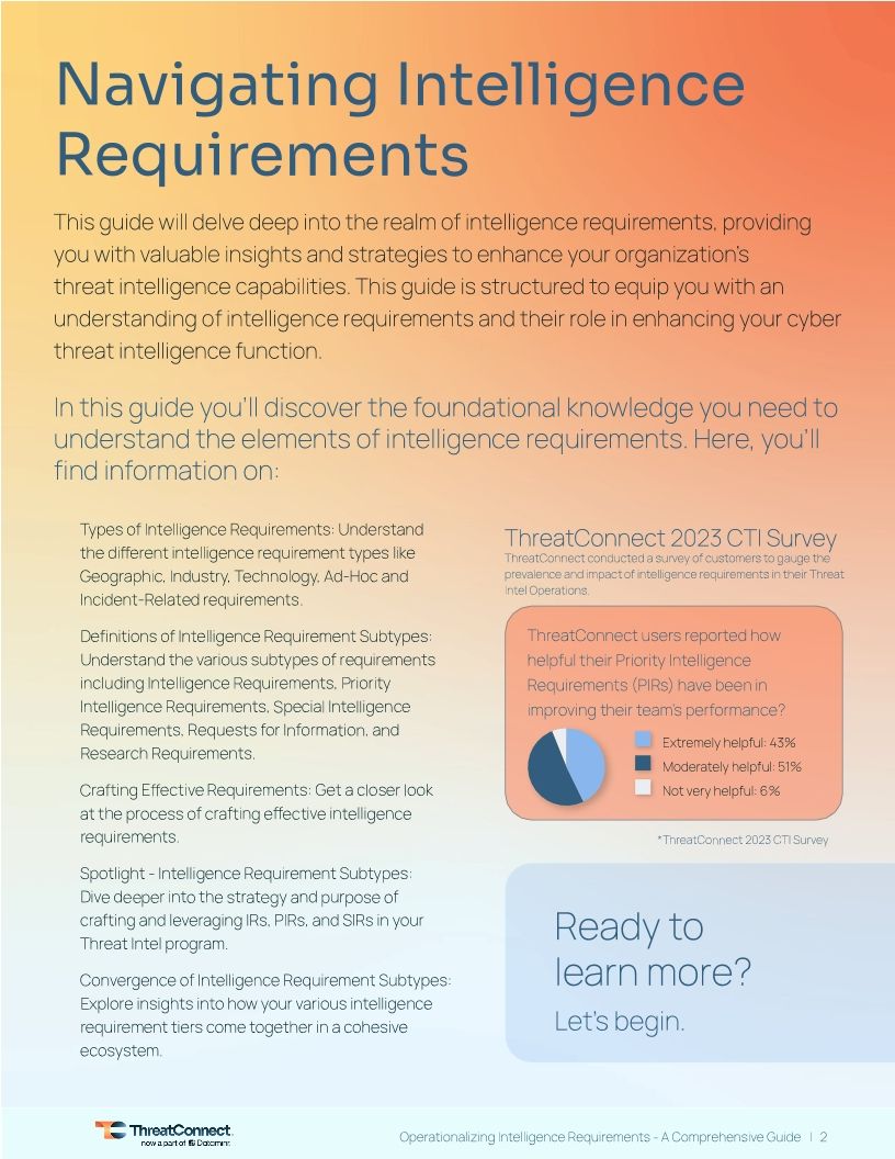 Operationalizing Intelligence Requirements