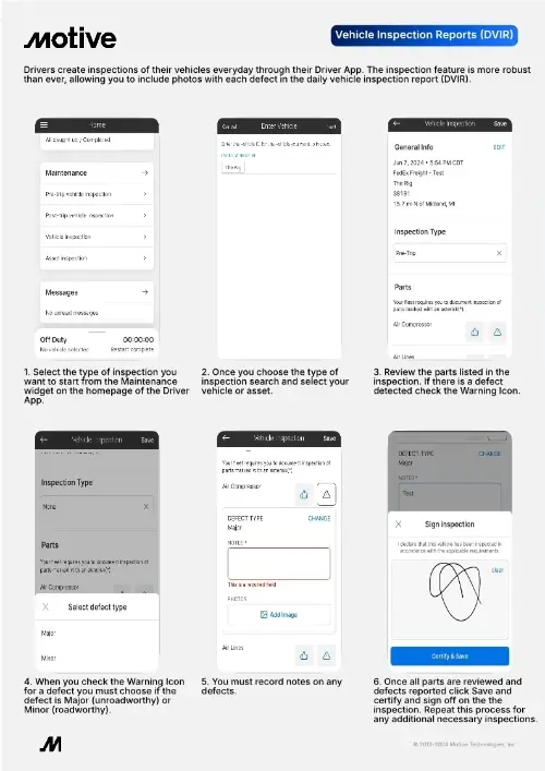 Vehicle Inspection Reports (DVIR) Quick Reference Guide