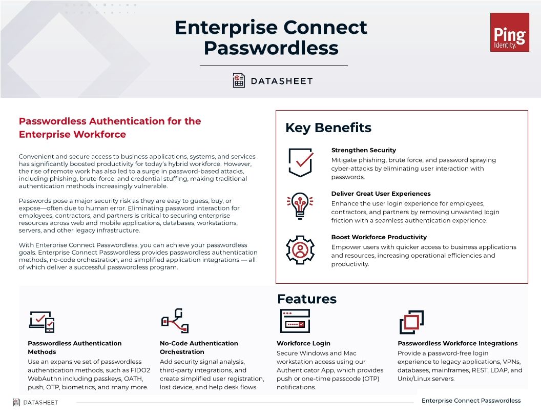 Enterprise Connect Passwordless Datasheet
