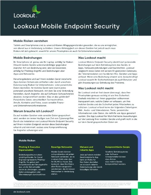 Lookout Mobile Endpoint Security auf einen Blick
