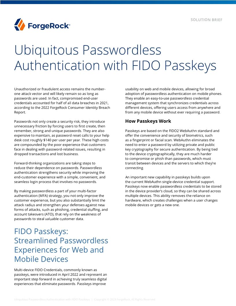 Ubiquitous Passwordless Authentication with FIDO Passkeys
