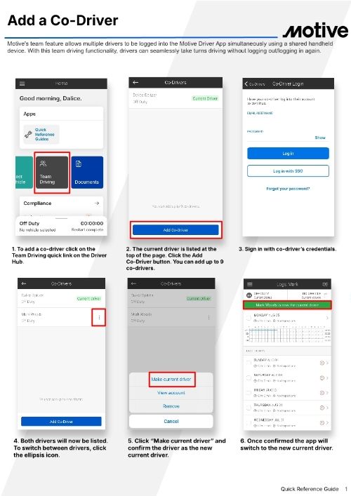 Adding a Co-Driver QRG