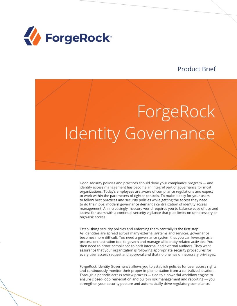 ForgeRock Identity Governance Product Brief