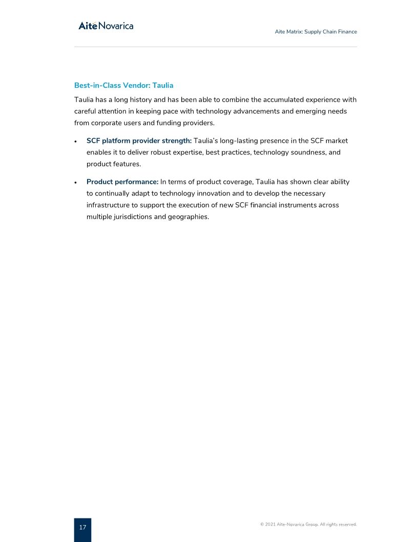 SAP Taulia named a best-in-class vendor for Supply Chain Finance by Aite Novarica Group