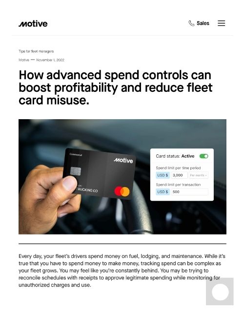 Spend Controls Reduces Fleet Card Misuse