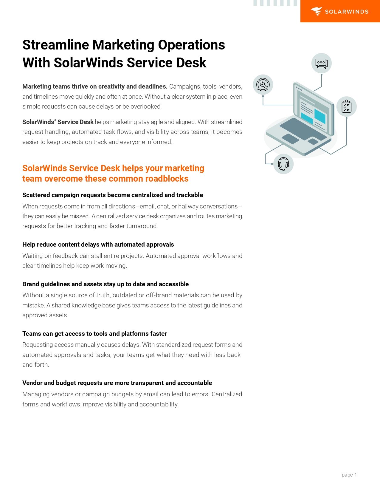 Streamline Marketing Operations with SolarWinds Service Desk