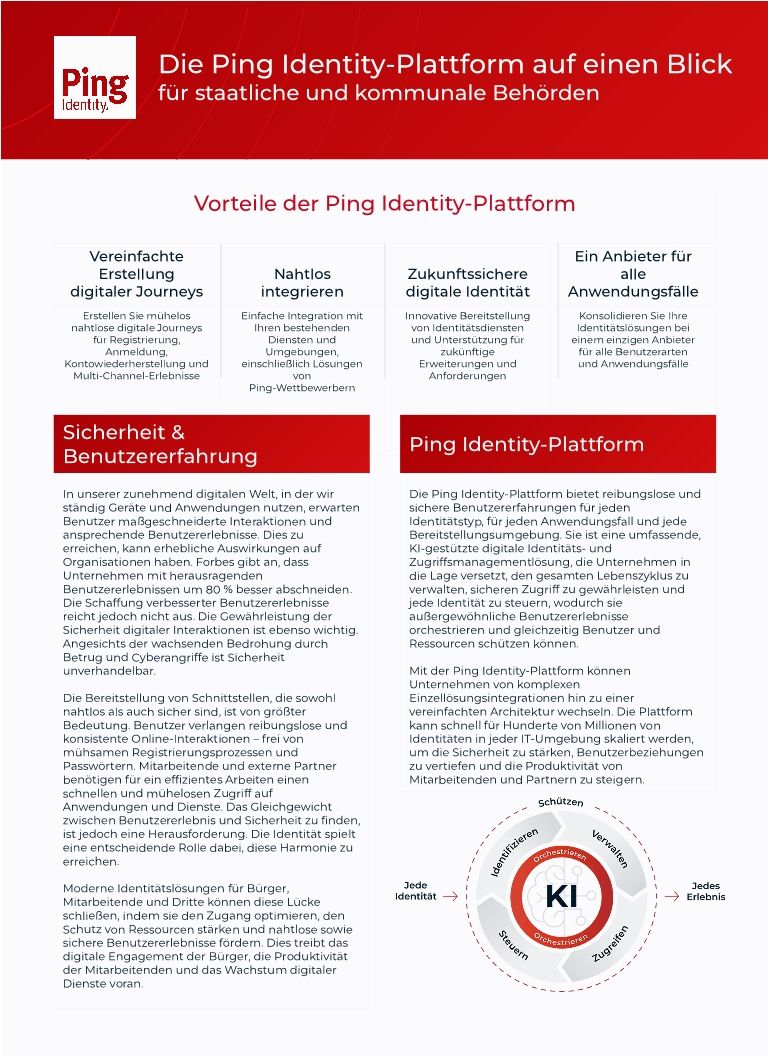 Die Ping Identity-Plattform auf einen Blick f&uuml;r staatliche und kommunale Beh&ouml;rden