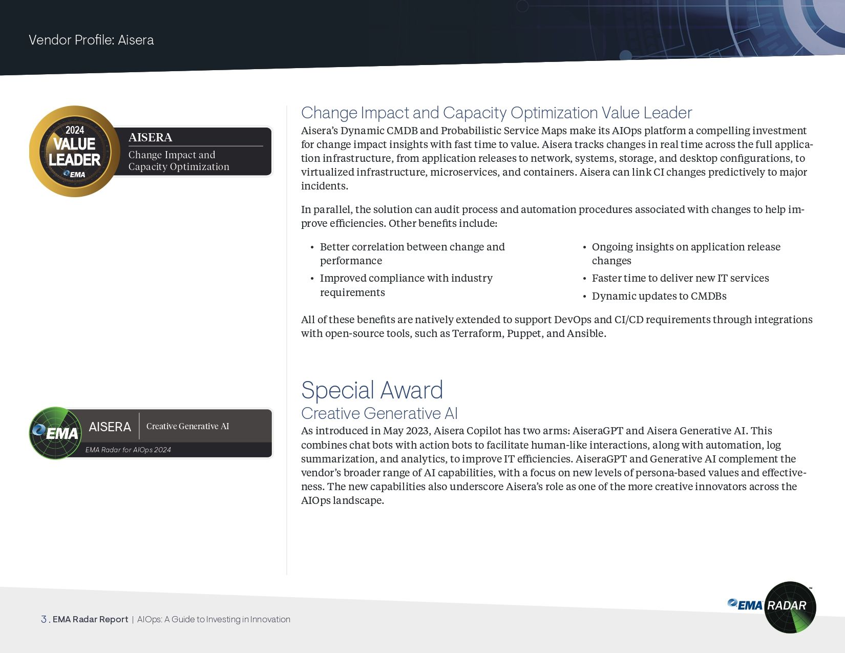 EMA AIOps Radar Report - Aisera Profile