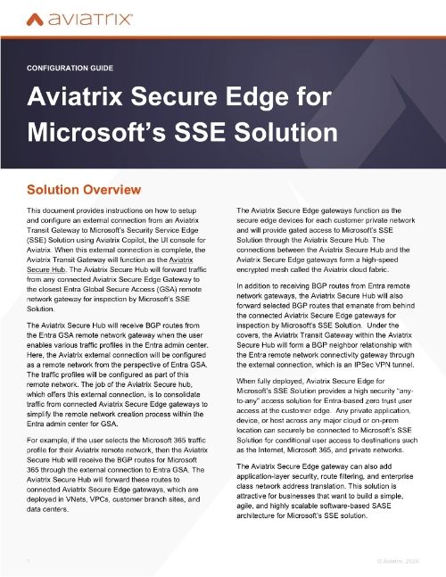 Configuration Guide: Aviatrix Secure Edge for Microsoft's SSE Solution