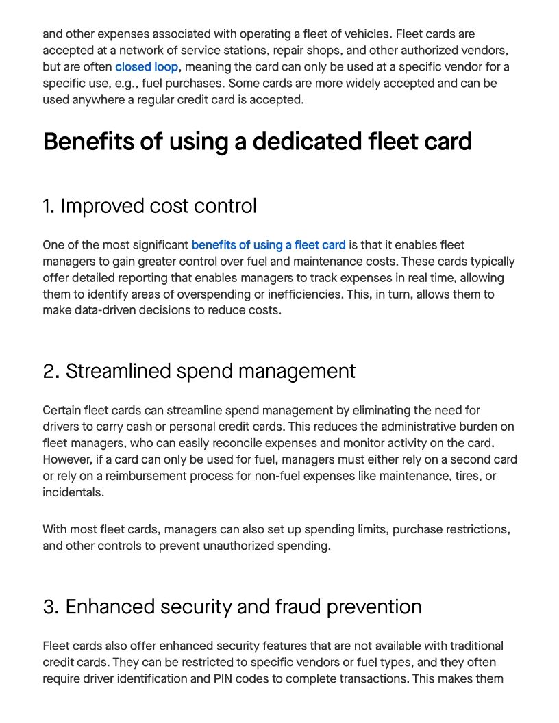 Fleet Card Basics and Benefits