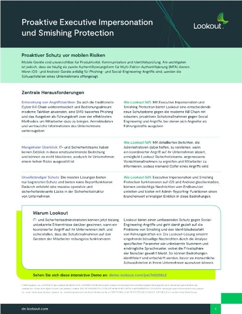 Proaktive Executive Impersonation und Smishing Protection